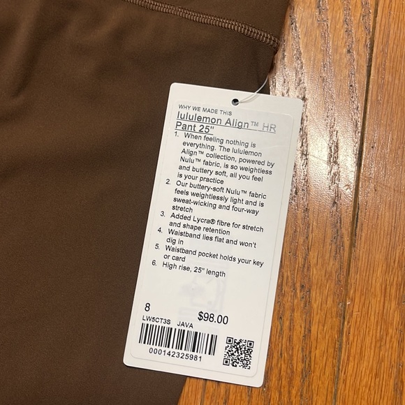 NWT lululemon align 25” leggings in Java size 8, 10 and 12 - Picture 11 of 11